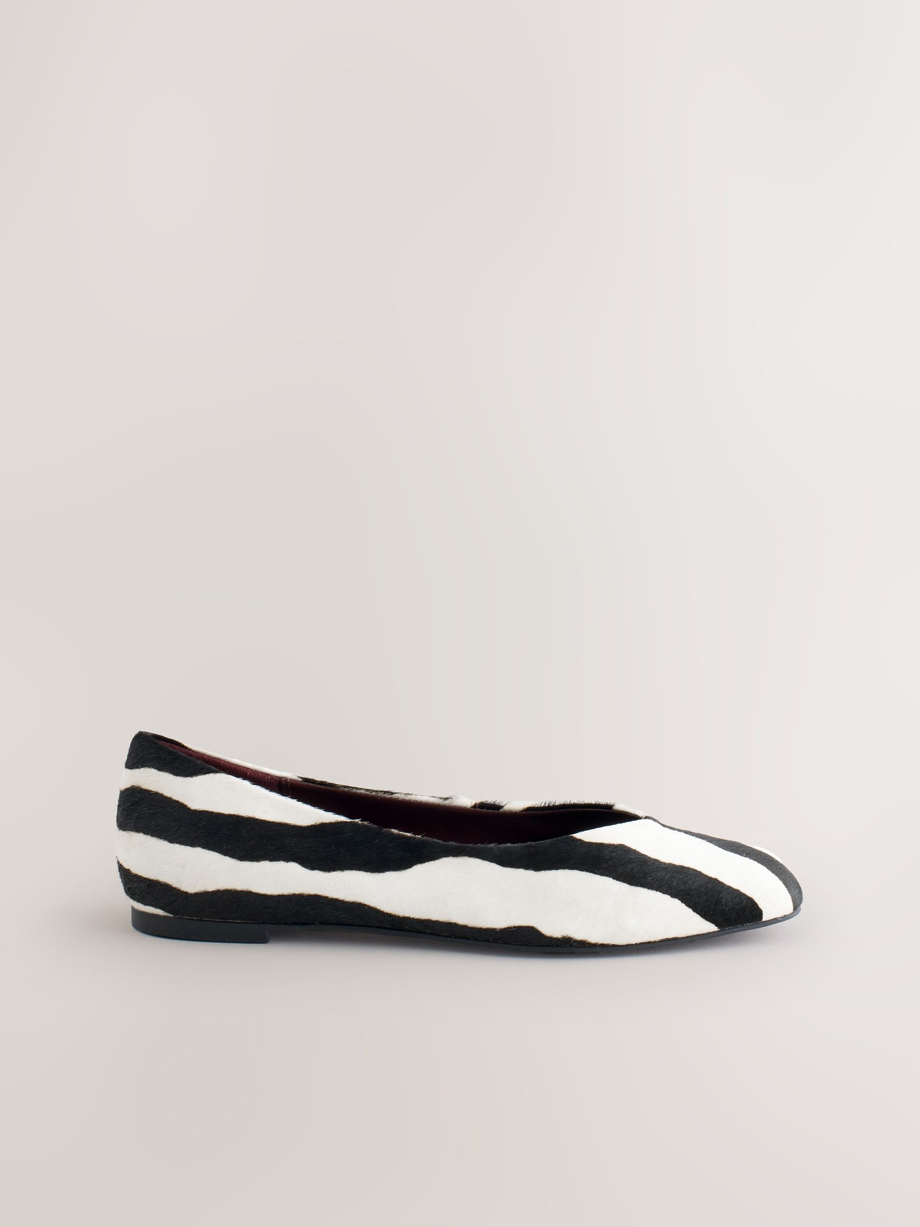 Zebra Forever Comfort&amp;reg; Leather Square Toe Ballerina Flats