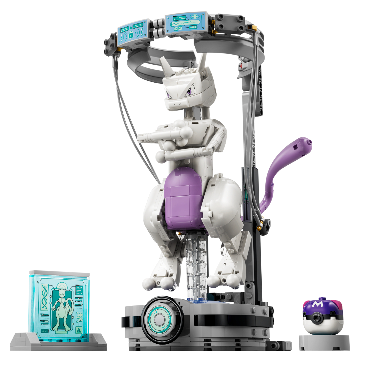 Lego Mewtwo's Lab Break set on a plain background