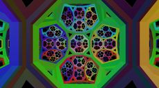 The researchers built a VR landscape that followed the rules of hyperbolic geometry. Here, a screengrab of one of these non-Euclidean worlds in the research group's simulations.
