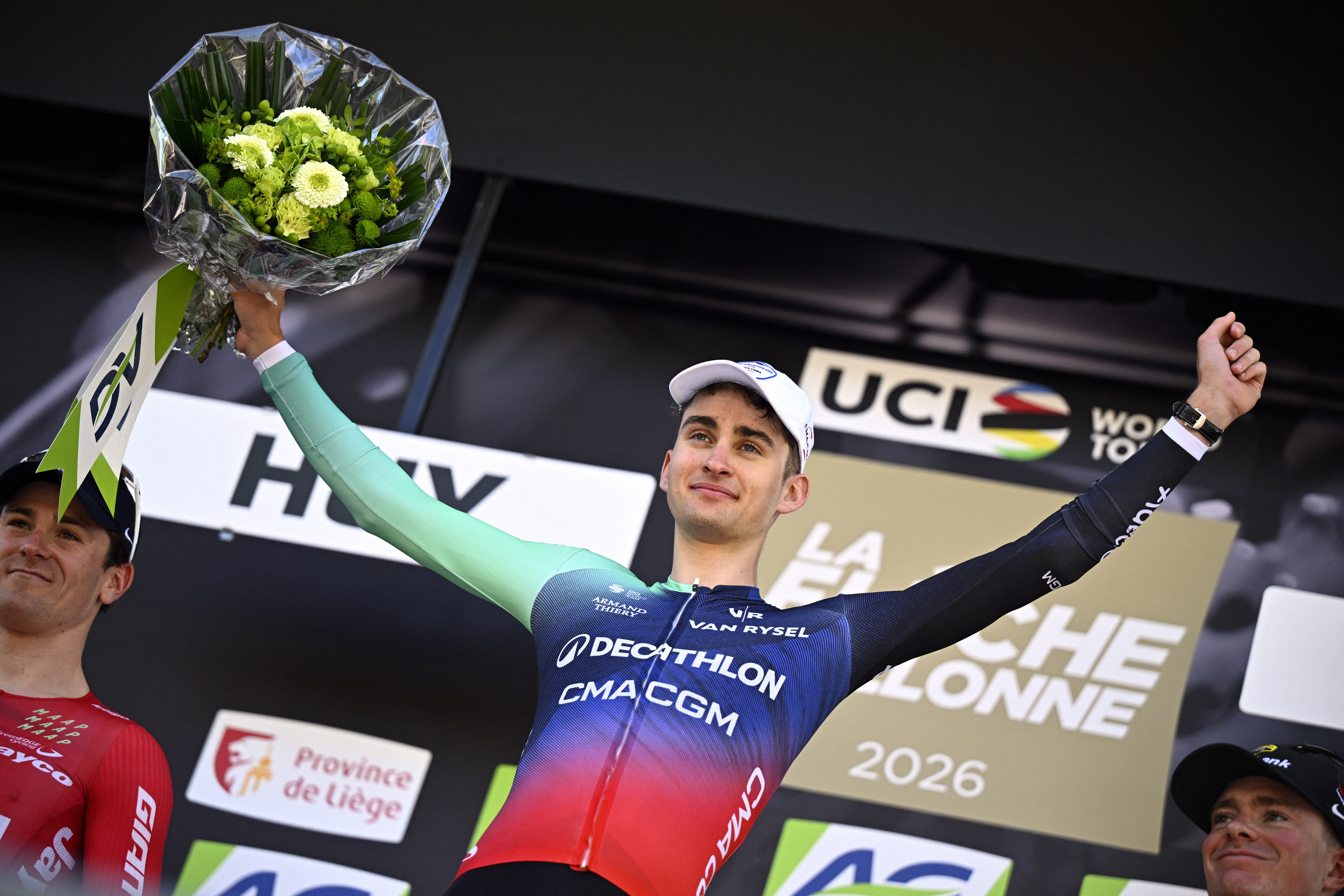 Paul Seixas on podium of La Fl&egrave;che Wallonne