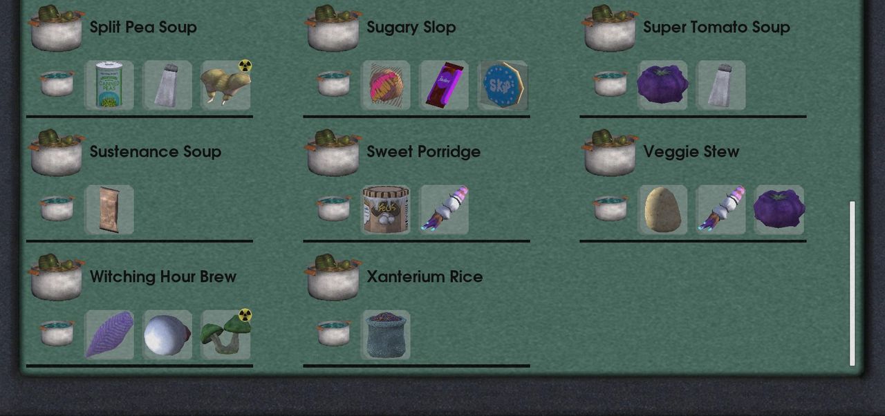 The GATEPAL Journal from Abiotic Factor, showing the last page in the game's soup recipe list.