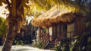 A beach-hut style cabin at Casa Chablé in Mexico