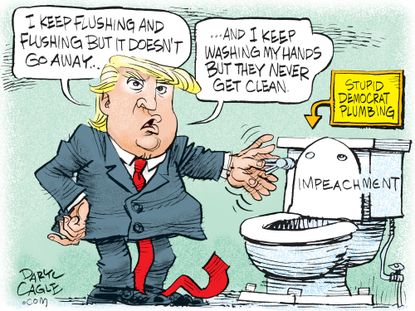 Political Cartoon U.S. Trump Impeachment Toilet