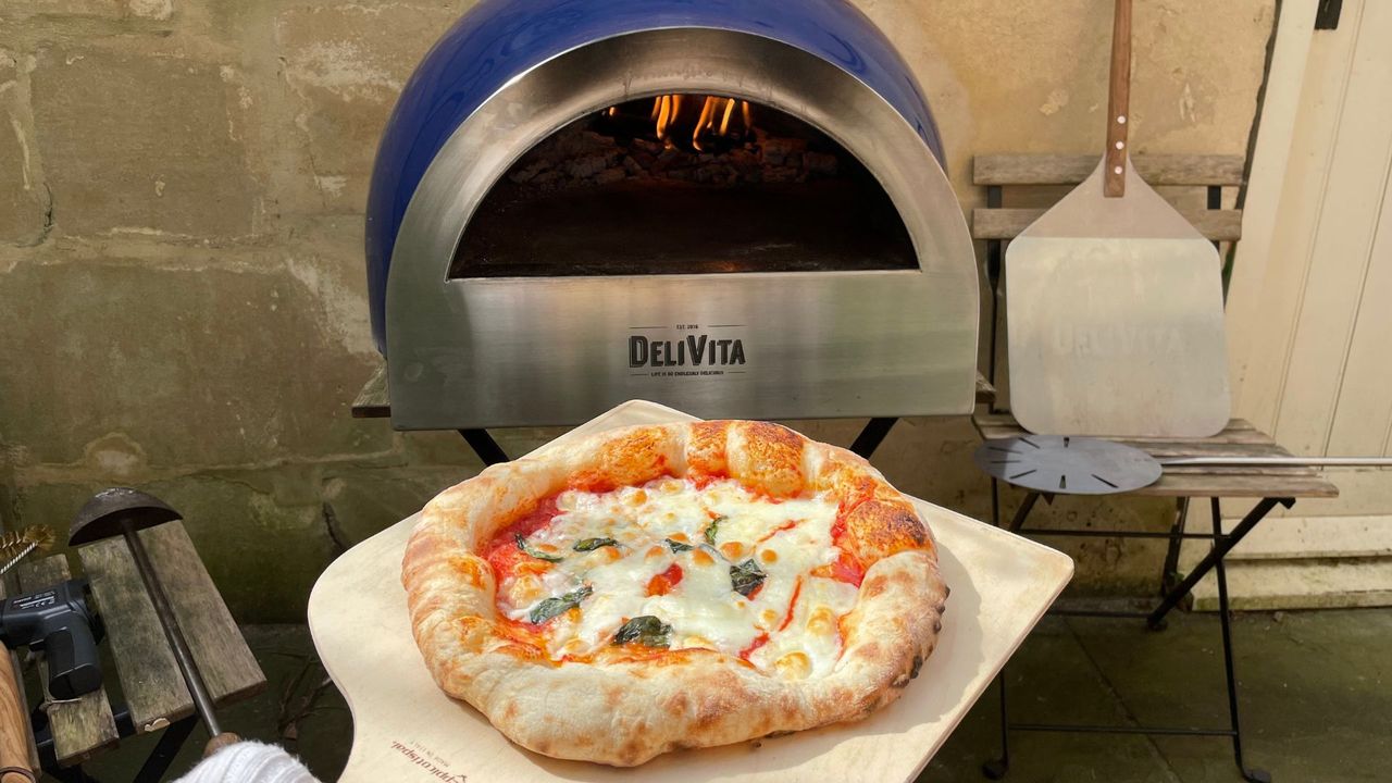 Wide shot of DeliVita Wood Fired Pizza Oven