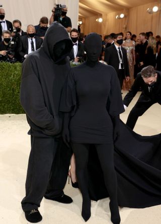 Kim Kardashian West (R) and Demna Gvasalia attends The 2021 Met Gala Celebrating In America: A Lexicon Of Fashion at Metropolitan Museum of Art