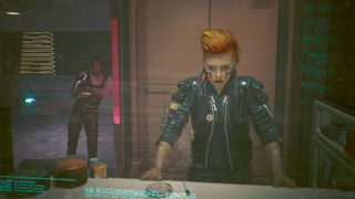 Cyberpunk 2077 Phantom Liberty V looking at Johnny Silverhand in a mirror