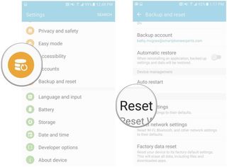 tap backup and reset then tap reset network settings