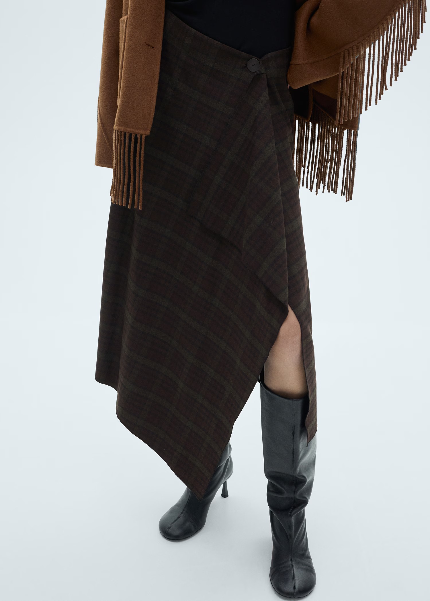 Mango Outlet, Checked Asymmetric Skirt