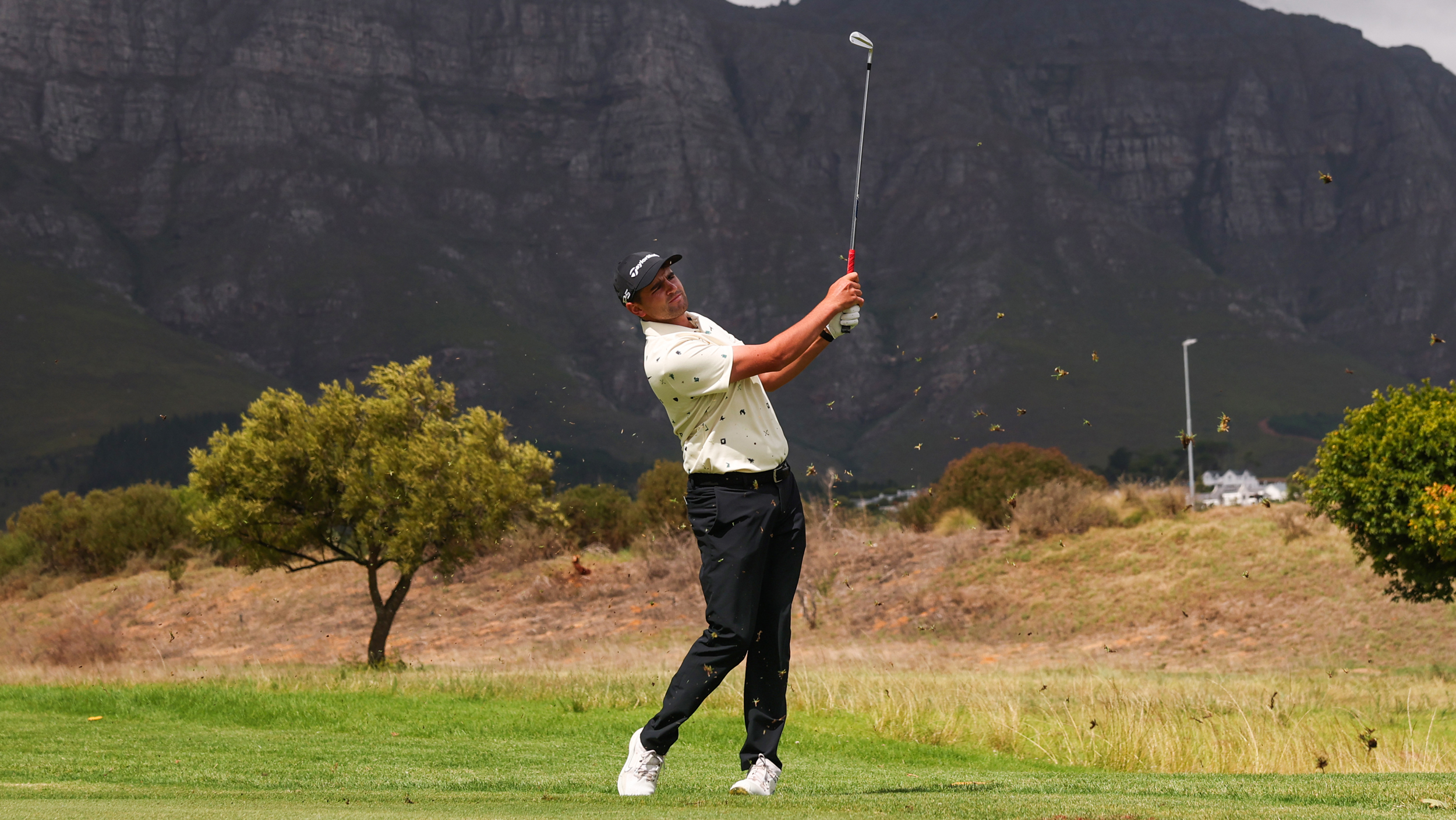 Casey Jarvis hits an iron shot during the final round of the 2026 South African Open Championship