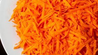 Grated carrot in a bowl