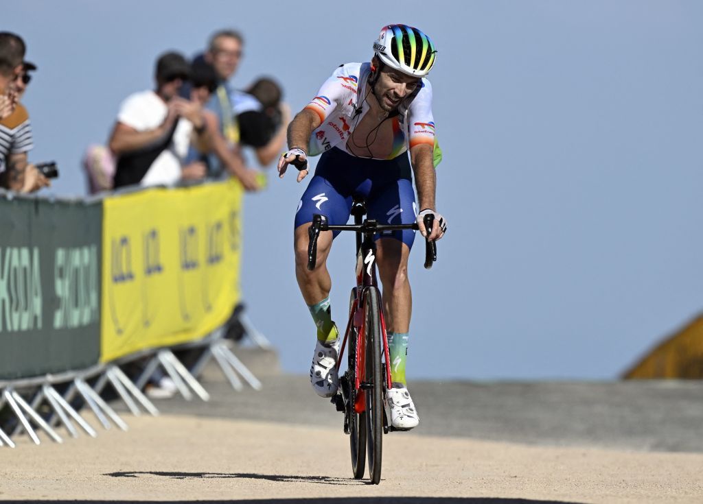 French Pierre Latour of Total Energies crosses the finish line of stage 9 of the Tour de France cycling race a 1824 km race from SaintLeonarddeNoblat to Puy de Dome France Sunday 09 July 2023 This years Tour de France takes place from 01 to 23 July 2023 BELGA PHOTO DIRK WAEM Photo by DIRK WAEM BELGA MAG Belga via AFP Photo by DIRK WAEMBELGA MAGAFP via Getty Images