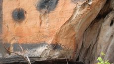 The archaeological sites of rock art on rocky cliffs in Brazil's Jalap&atilde;o State Park.