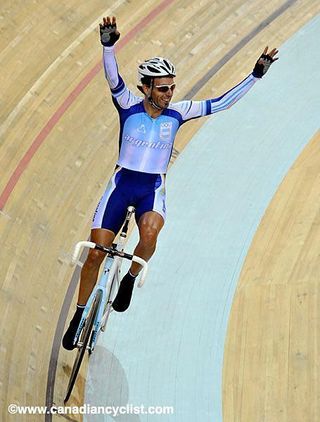 Walter Perez celebrates after winning Olympic Gold in Beijing