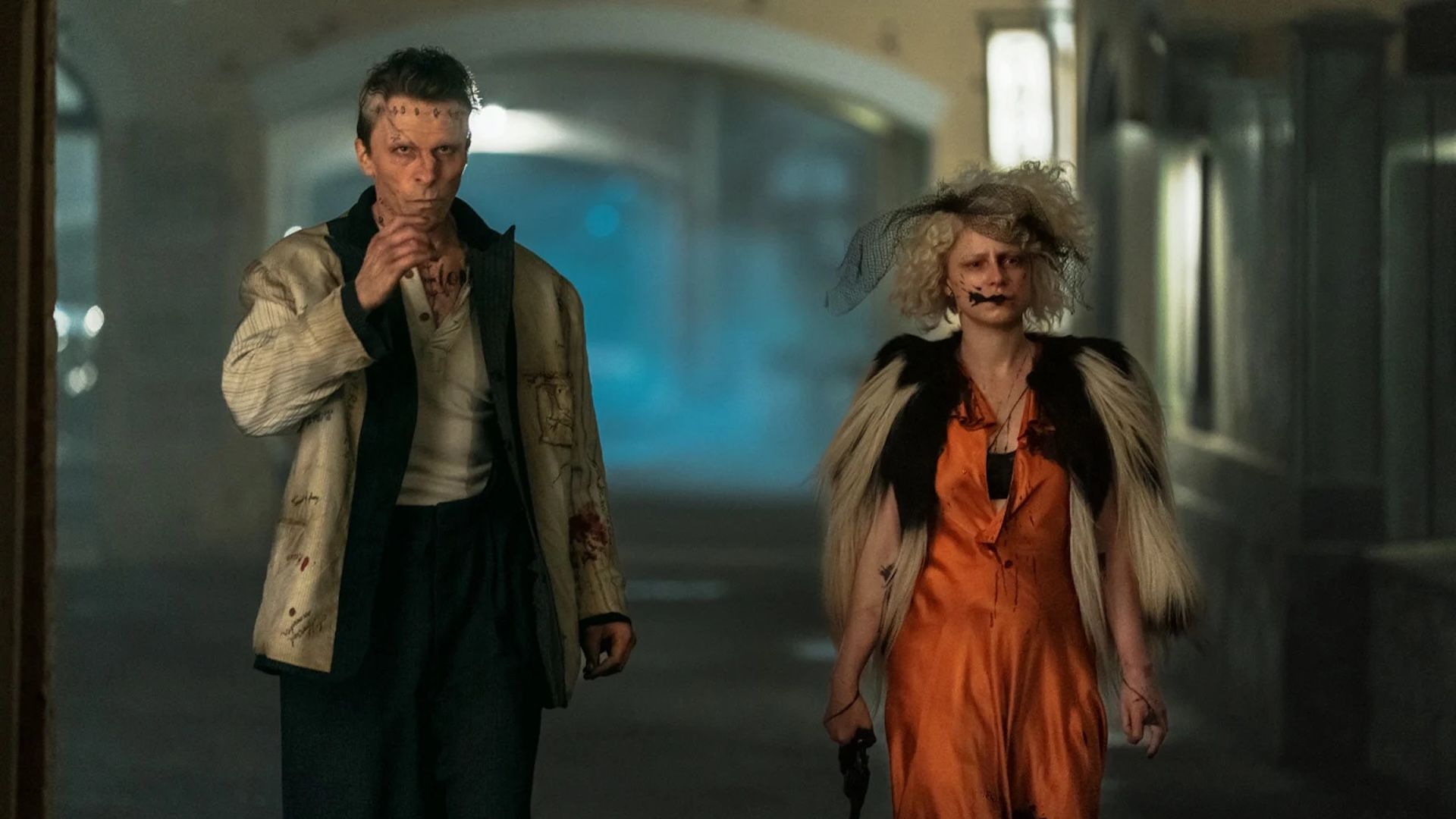 The Bride: Jesse Buckley and Christian Bale standing in the street