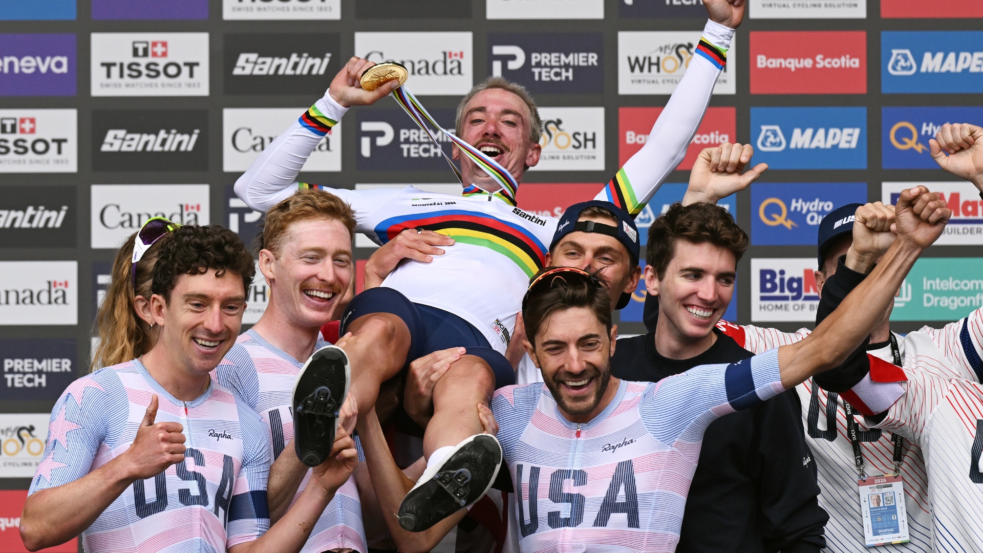 Team USA wins the elite men's race at the UCI Road World Championships in Montreal