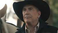 John Dutton wistfully talking to Beth standing next to horse in Yellowstone Season 5