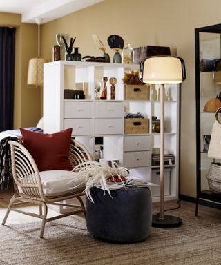 IKEA KALLAX shelf in a bedroom