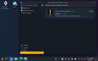 Heroic Games Launcher listed on the SteamOS Discover store