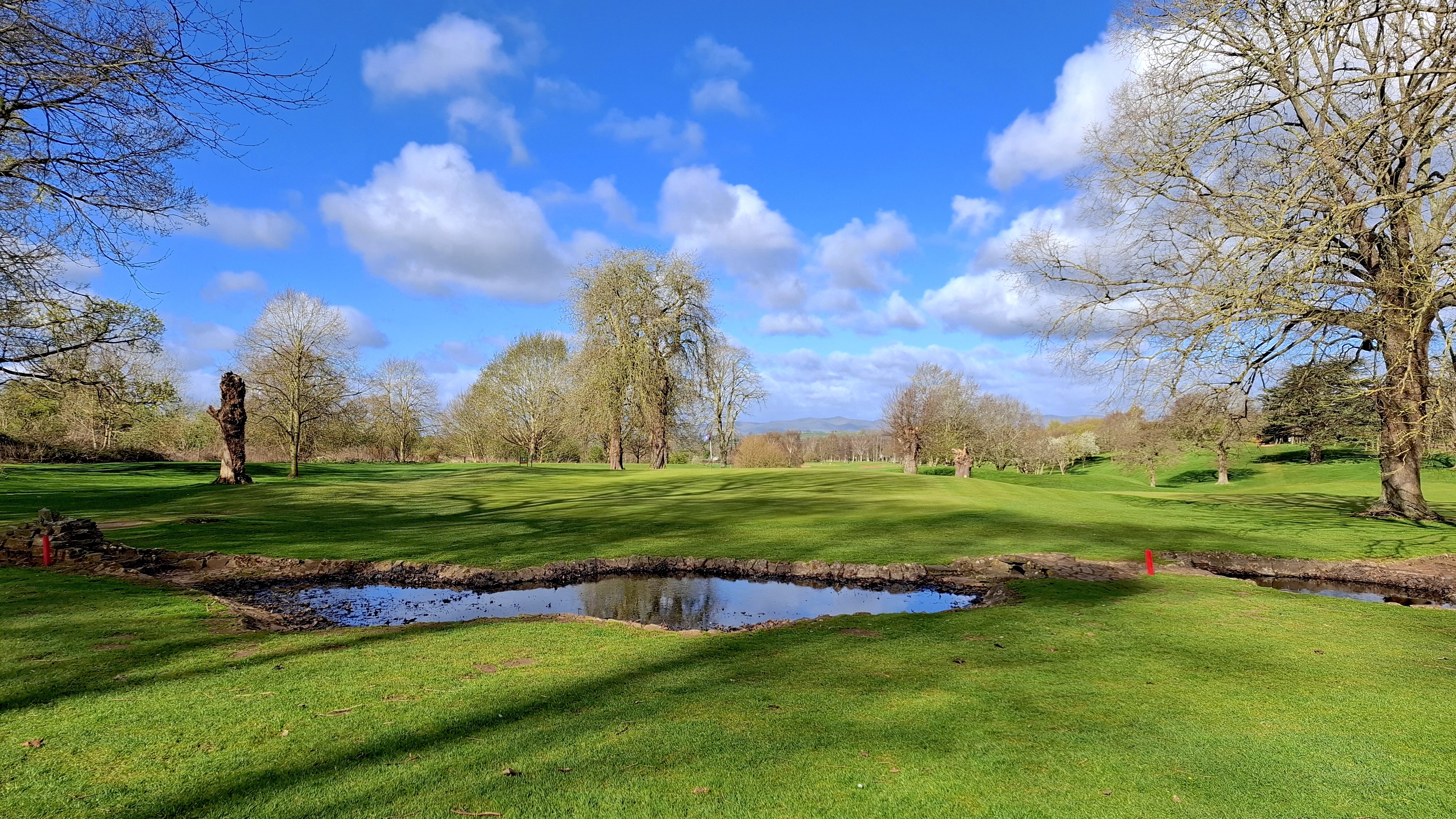 The par-3 2nd hole at Puckrup Hall