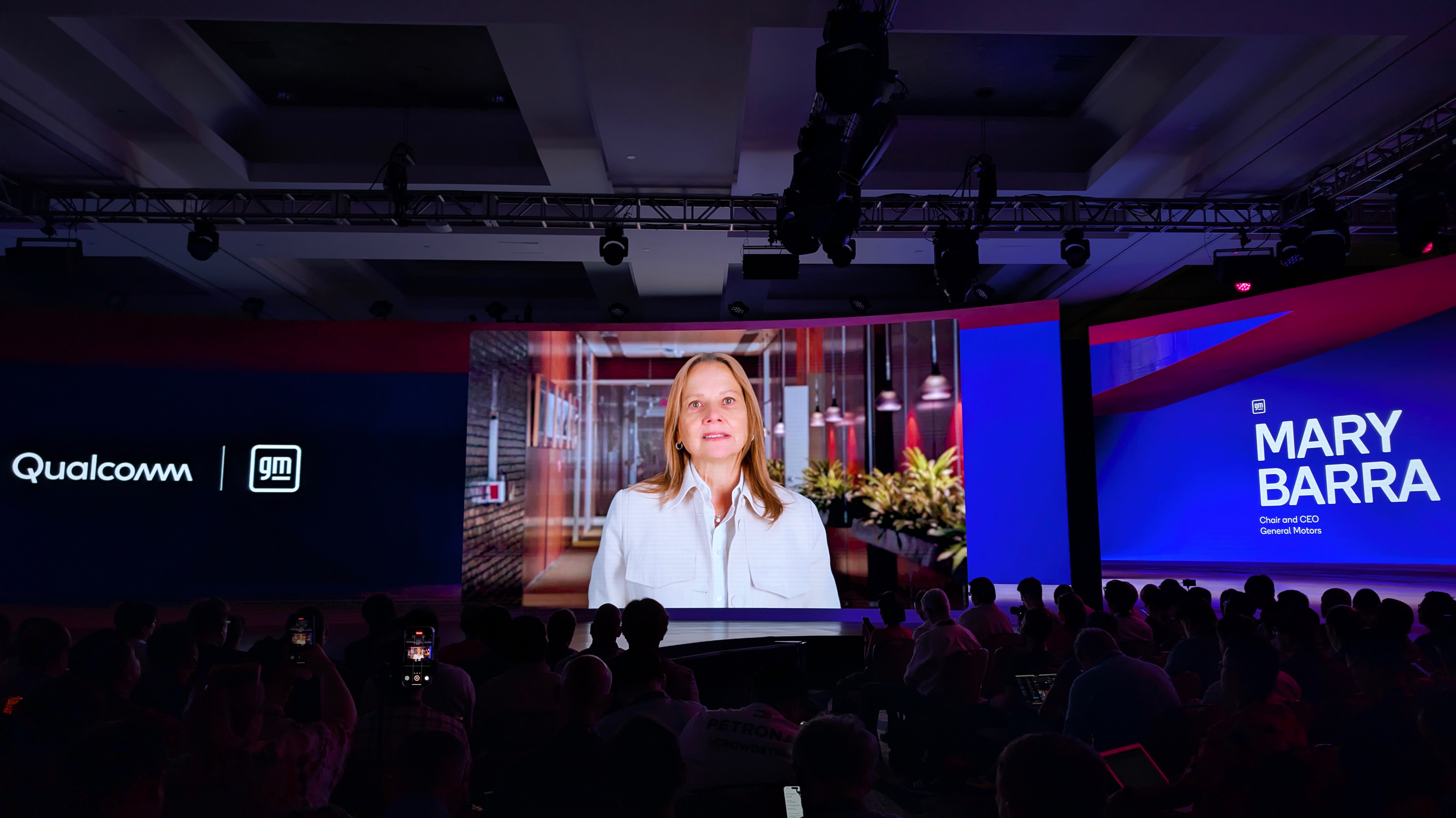 GM leader Mary Barra in a presentation at Qualcomm Snapdragon Summit 2024