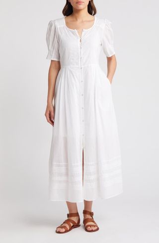 Pintuck Cotton Maxi Dress