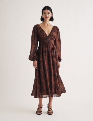 Snake Print Aine Midi Dress