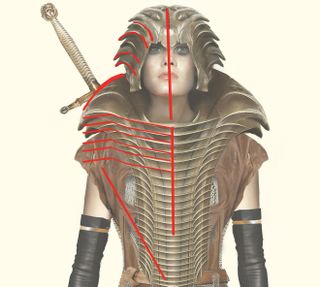 Female fantasy figure with directional lines