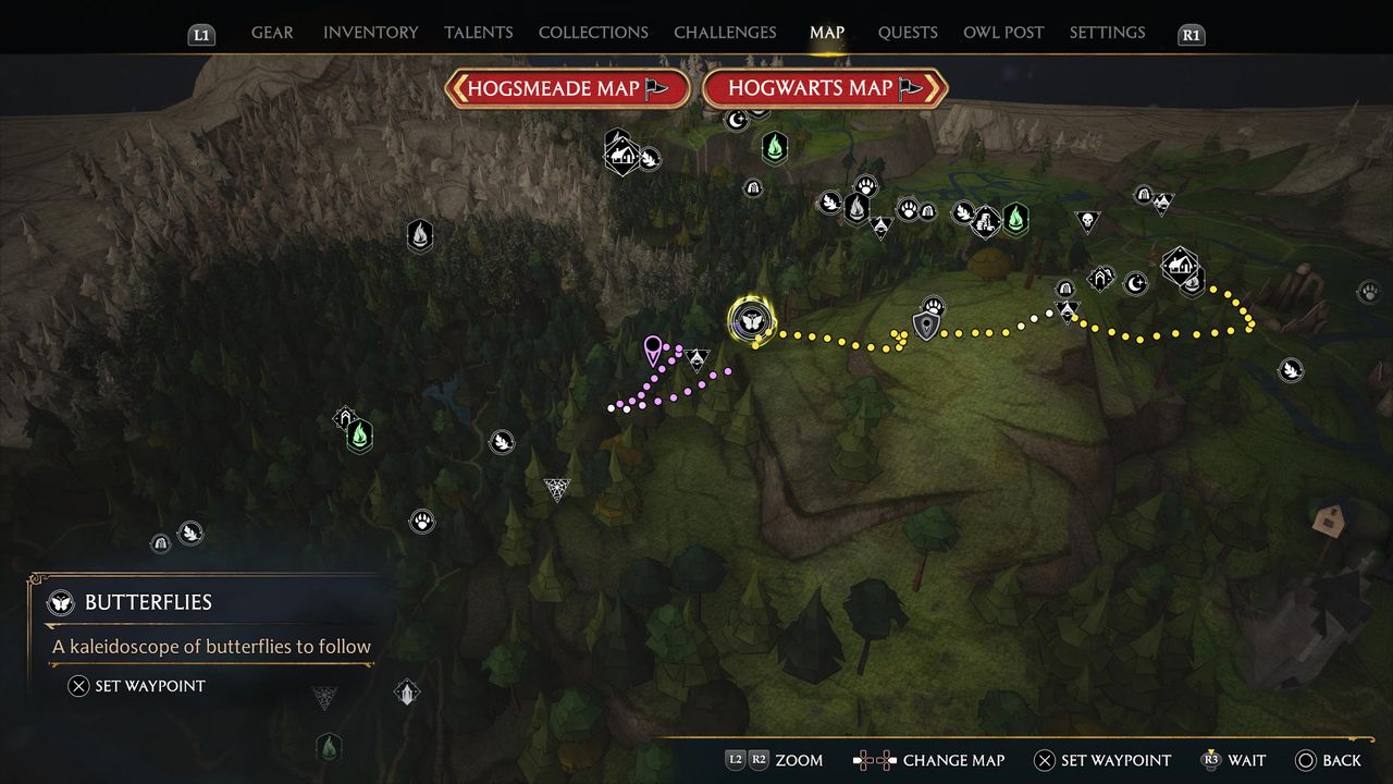 hogwarts legacy forbidden forest butterfly map 2