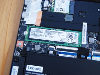 The M.2 PCIe SSD is thankfully easily accessible, only held in with a single screw. Above is the Realtek Wi-Fi card, which is also replaceable.