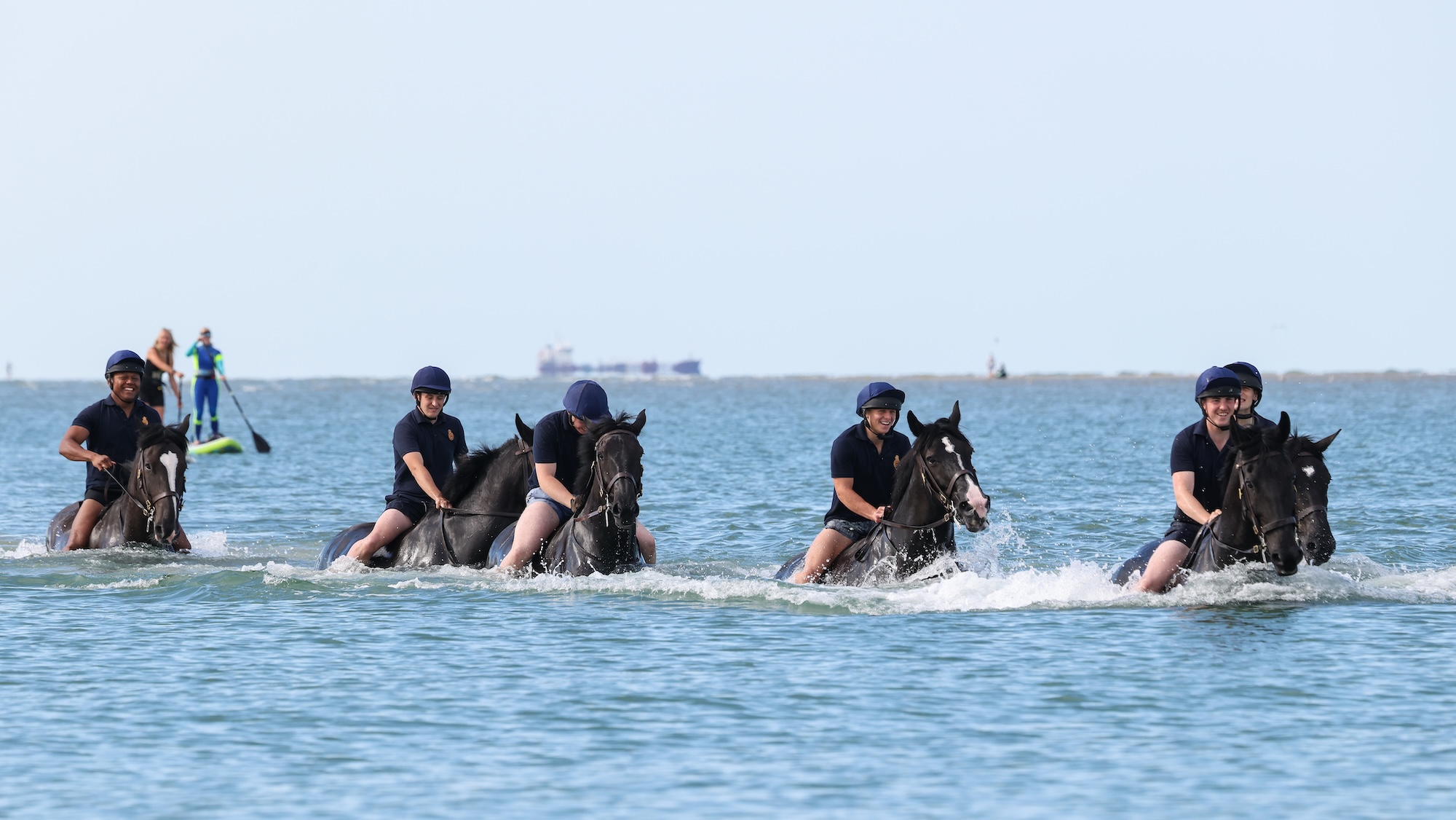 Soldiers and horses from the Household Cavalry Mounted Regiment at Hayling Island beach on Friday 3 July 2026.
