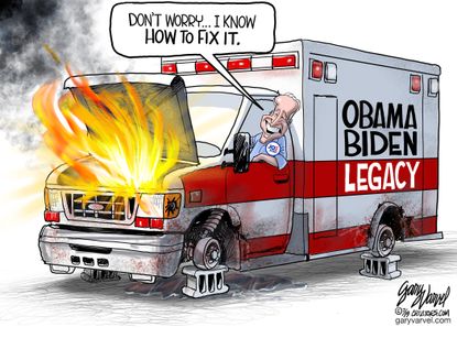 Political Cartoon Obama Biden Legacy Ambulance Fix It