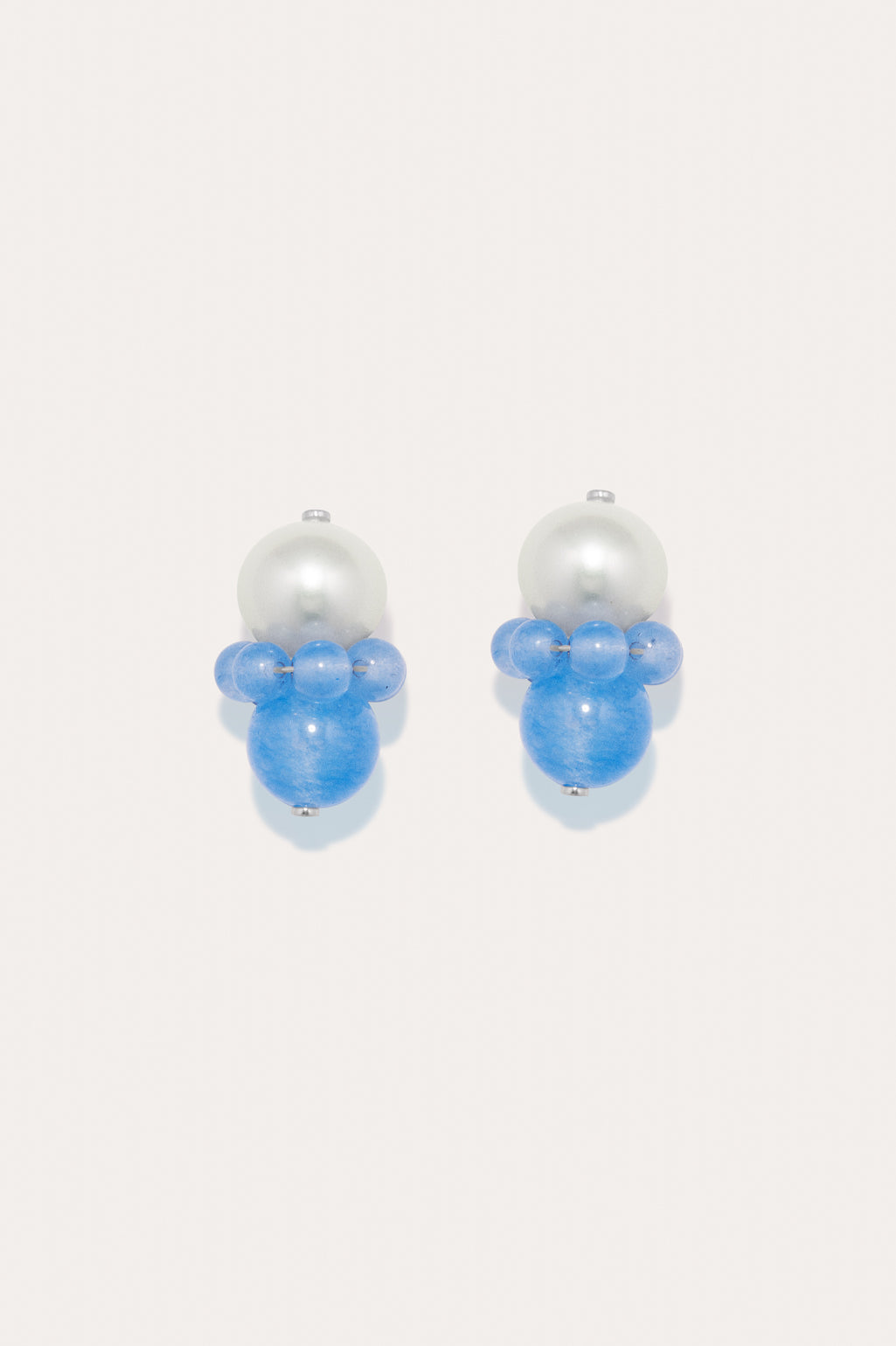 Floe Ii - Pearl and Blue Lace Agate Bead Recycled Silver Earrings