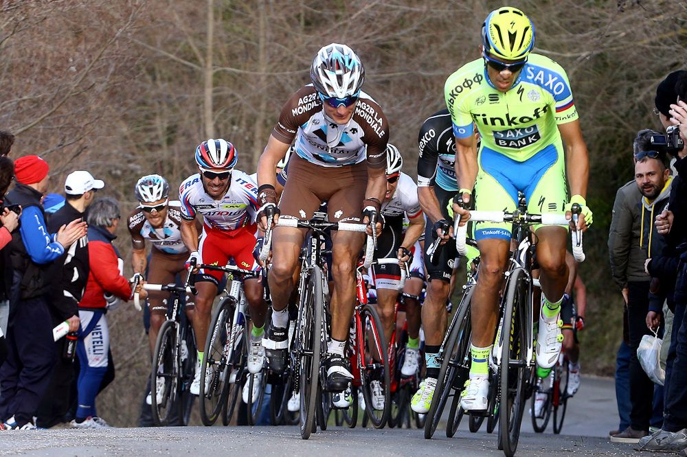 Alberto Contador in the pack during Tirreno's stage 4.