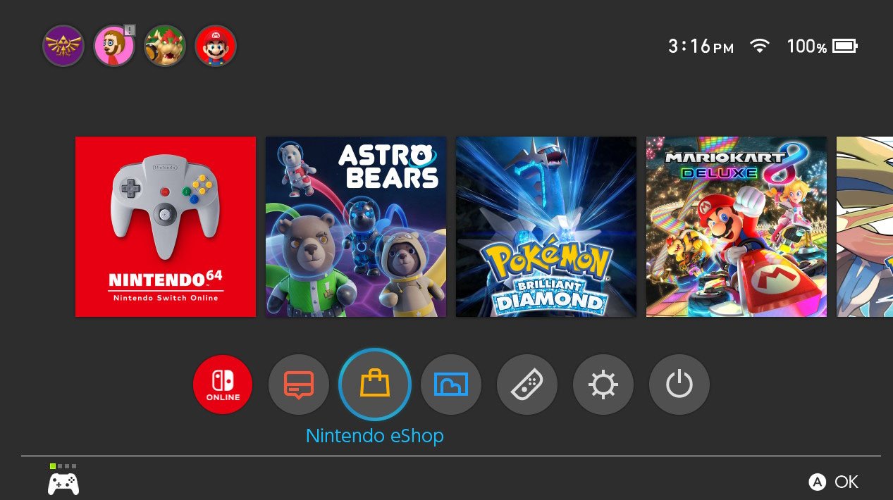 Nintendo Eshop Main Menu