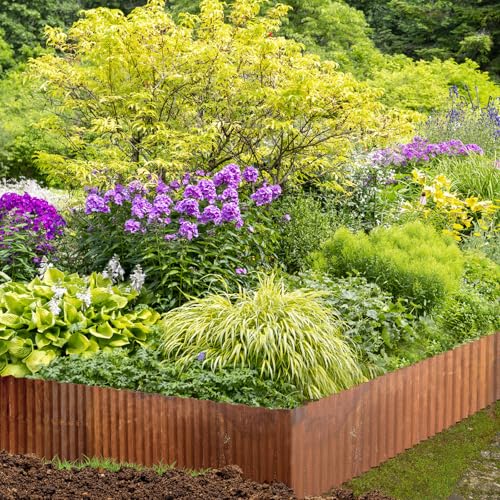 Mtart Metal Garden Edging for Landscaping, Sturdy Corrugated Edging Border for Diy Flower Bed, Lawn and Landscape Edging (rusty, 6"&amp;times;40ft)
