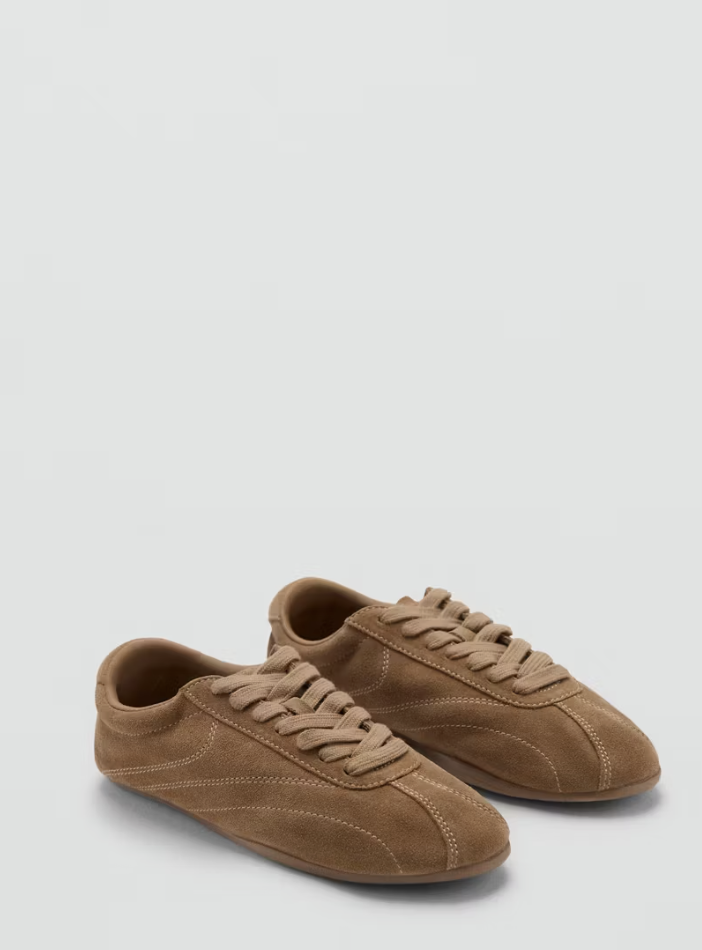 Mango, Contrasting Panel Leather Sneakers (Were $89.99)