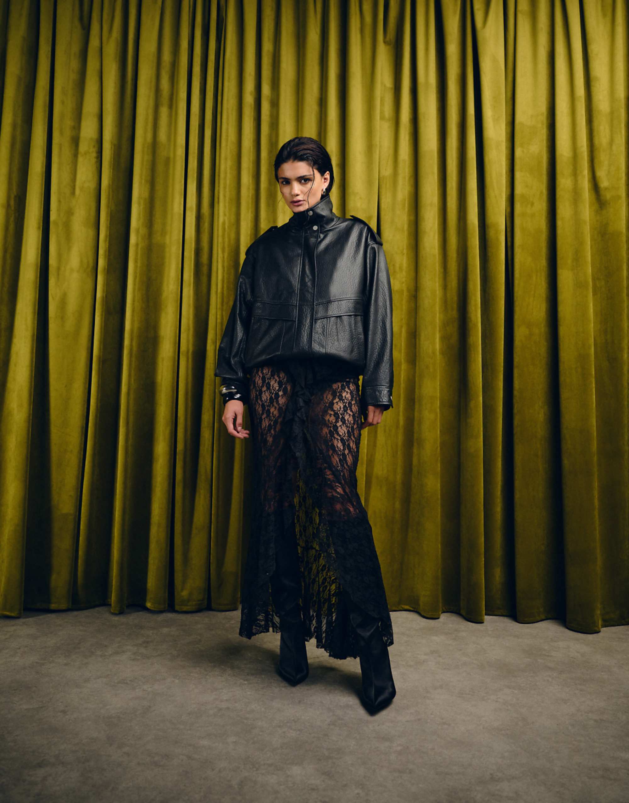 Asos Design Real Leather Buffalo Harrington Bomber With Quilt Liner in Black