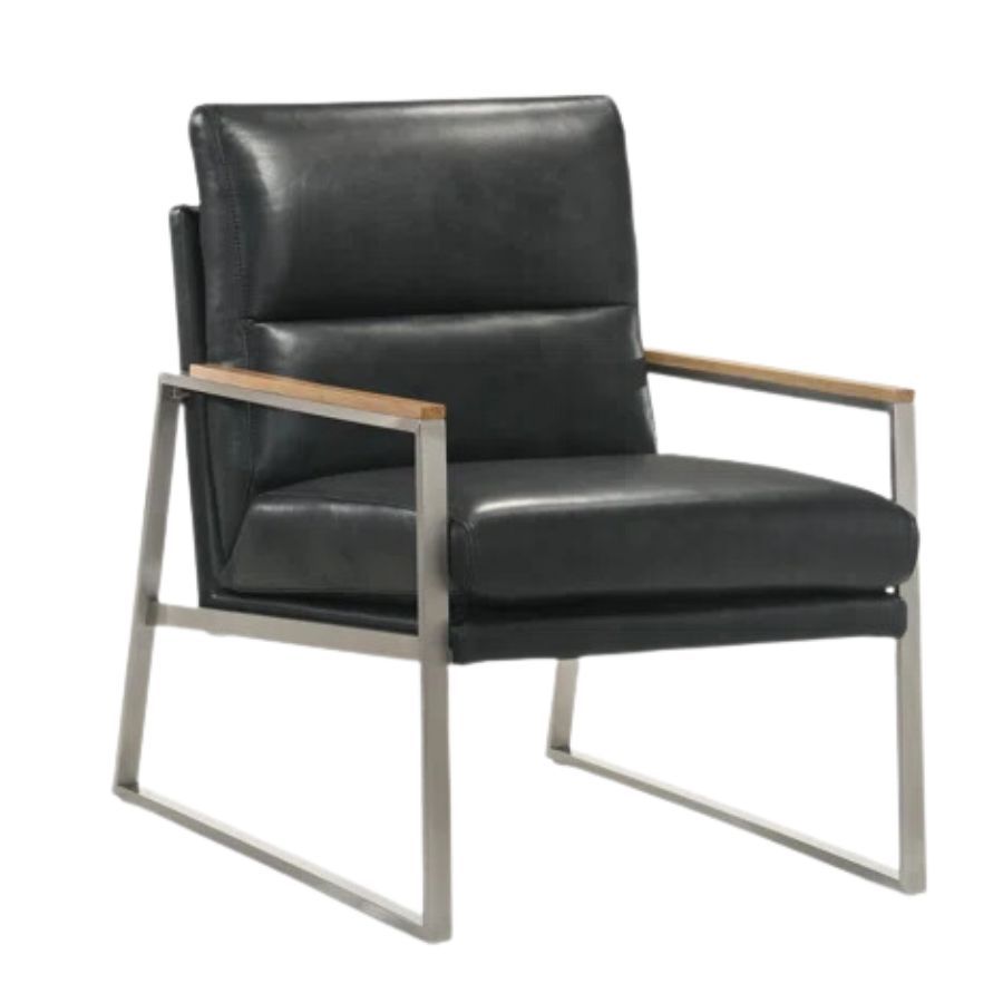 A black leather armchair