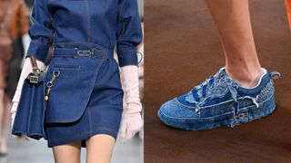 models on the catwalk wearing denim trends 2022 accessories
