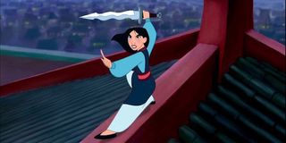 Fa Mulan holding Shan Yu's sword