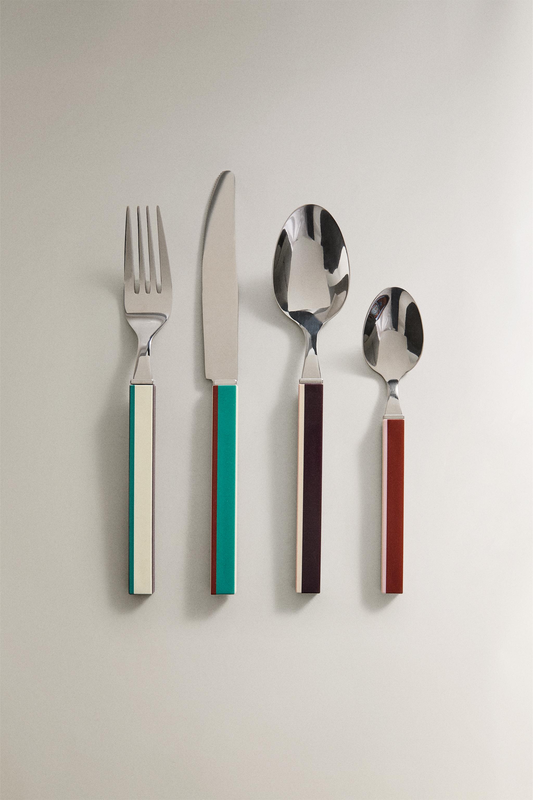 4-Piece Cutlery Set With Striped Handle X Collagerie