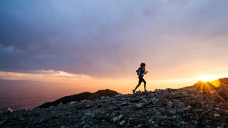 A runner hits the trails