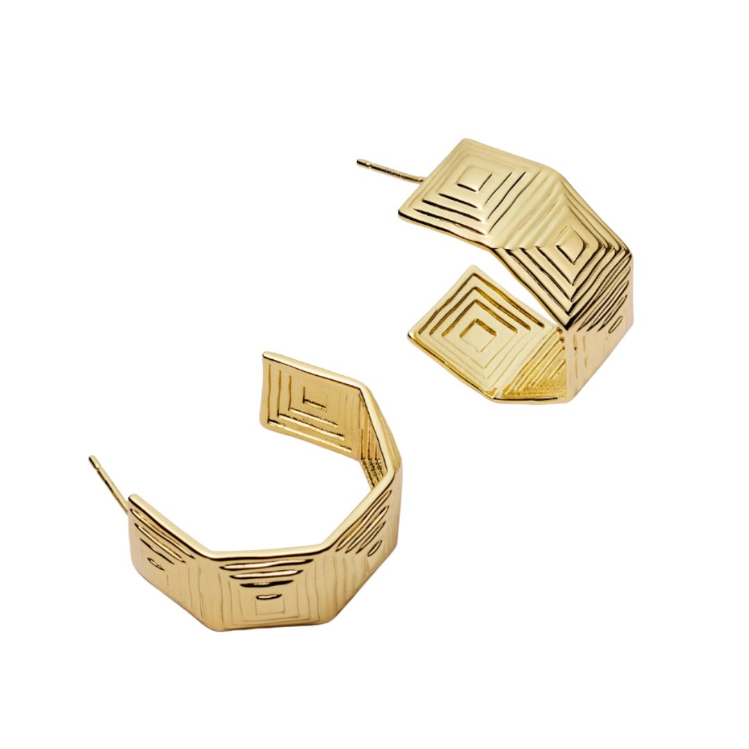 Daisy London Jewellery, Maxi Strata Hoop Earrings 18ct Gold Plate