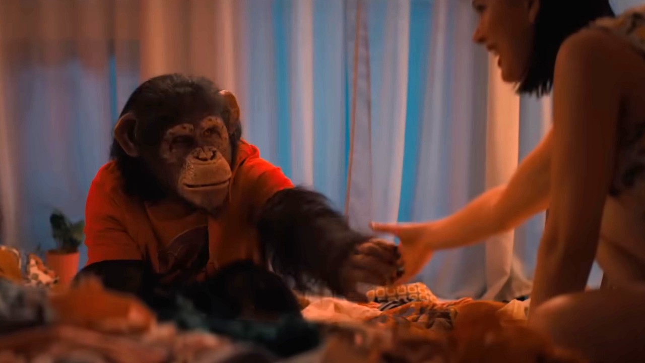 Ben the chimpanzee is shown in the trailer for Primate.