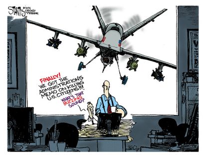 Political cartoon government drones