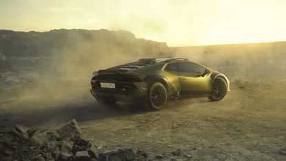 Lamborghini Huracán Sterrato on dusty landscape
