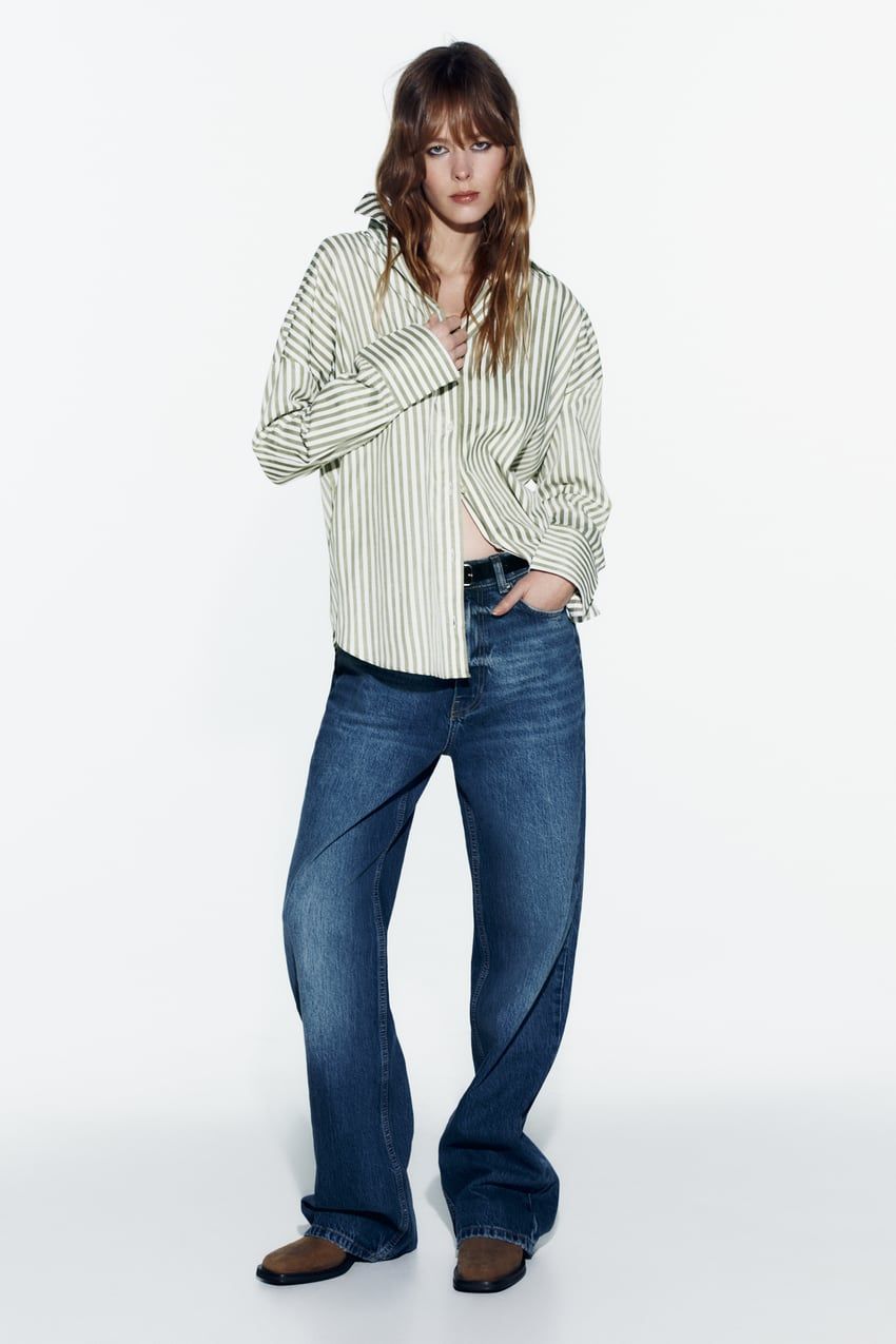 ZARA, STRIPED POPLIN SHIRT