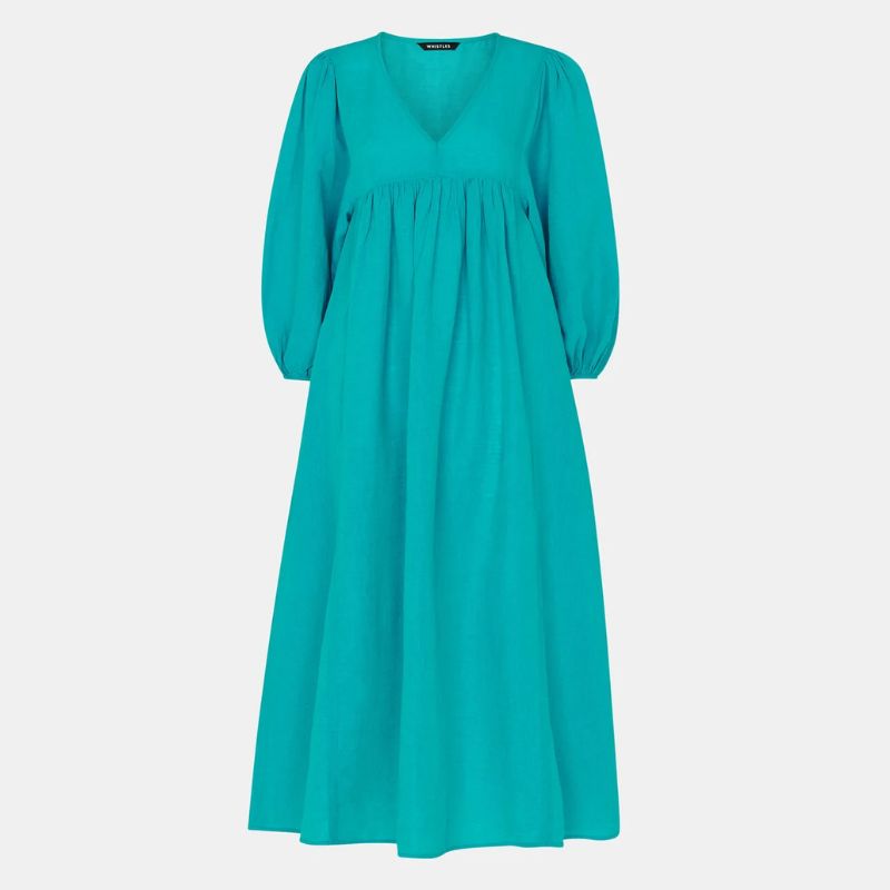 Whistles, blue, long sleeve midi dress