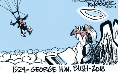 Editorial cartoon U.S. President George H.W. Bush death RIP heaven