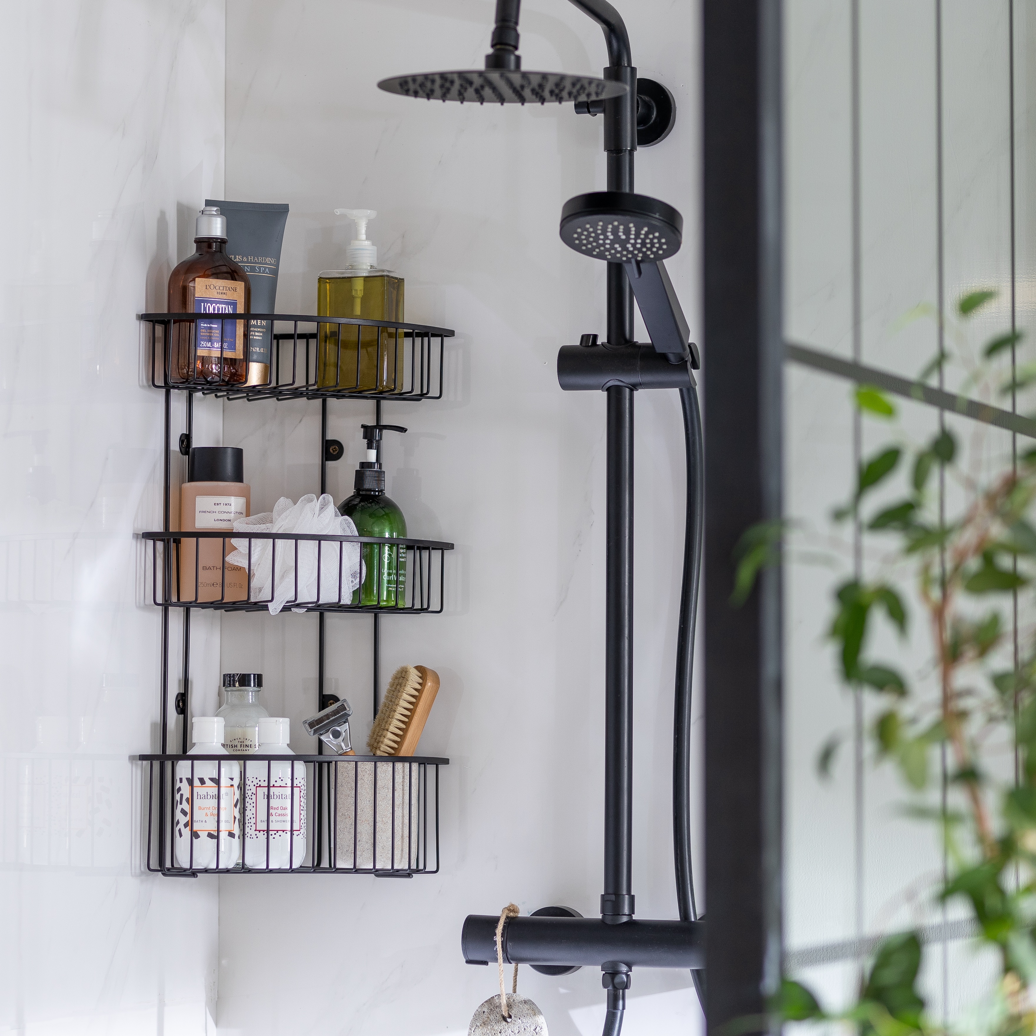 corner shower storage